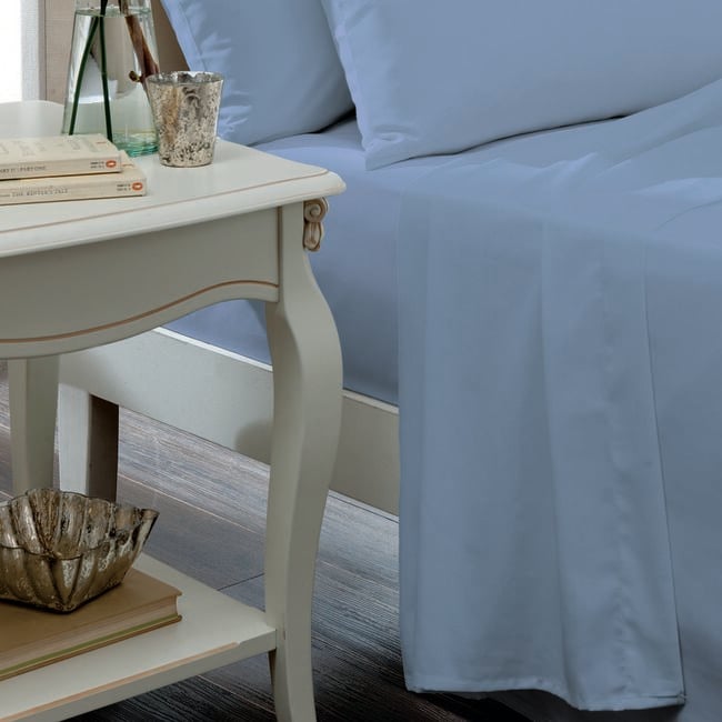 KING SIZE FLAT SHEET Luxury Percale Airforce Blue 12G
