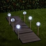 6 Mini Crackle Ball Post Solar Garden Lights