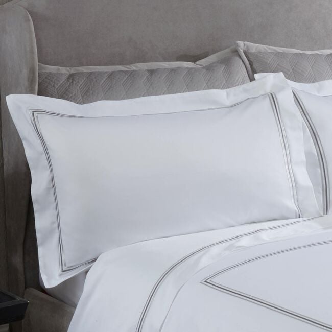 300TC Triple Stitch Silver Oxford Pillowcase Pair 