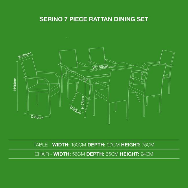 Serino 7 Piece Rattan Dining Set