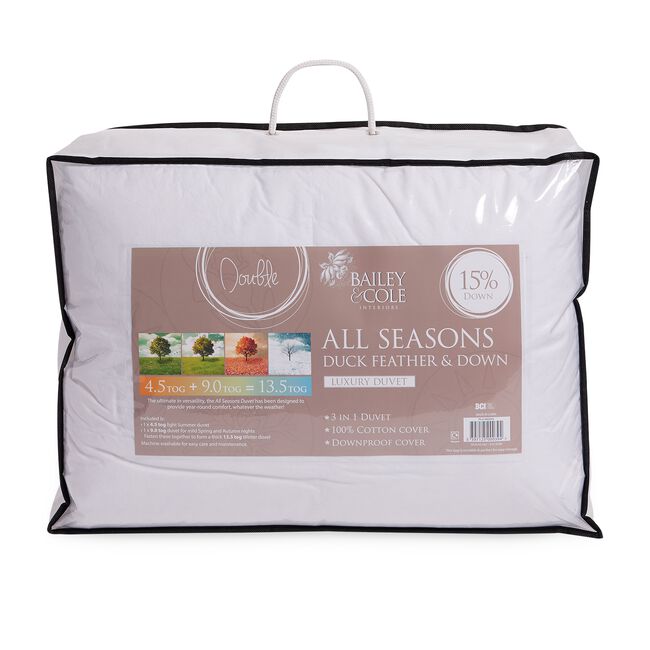 BAILEY & COLE ALL SEASONS DOUBLE FEATHER & DOWN DUVET
