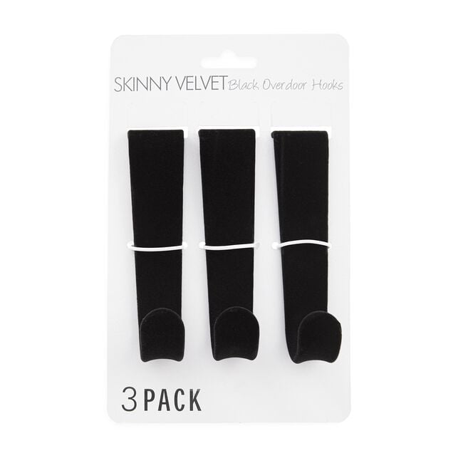 Skinny Velvet 3Pk Black Overdoor Hooks
