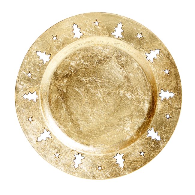 Christmas Tree Luxe Gold Charger Plate