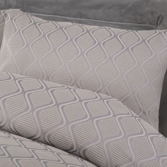 SINGLE DUVET COVER Trellis Waffle Jacquard Silver