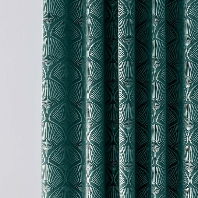 CATHERINE LANSFIELD ART DECO PEARL TEAL 66X72 Curtains