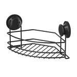 Black Corner Bathroom Caddy with Suction Fix