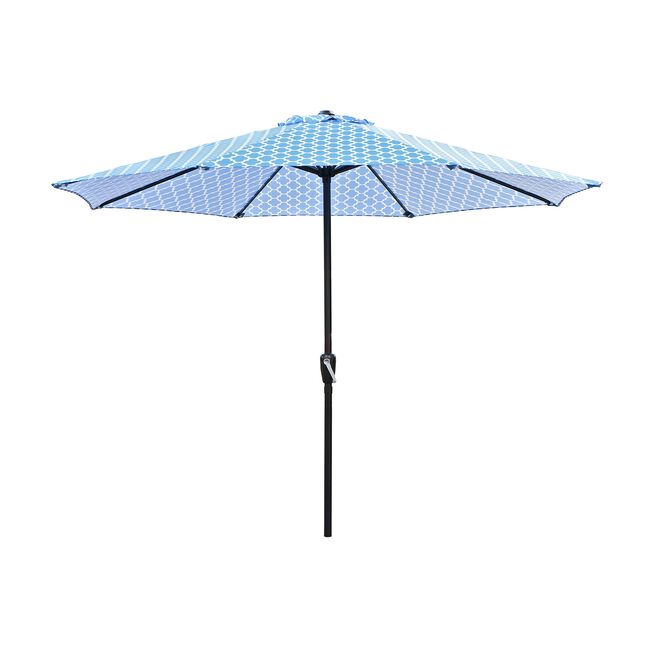 2.7M CRANK & TILT SUN PARASOL Geometric Blue
