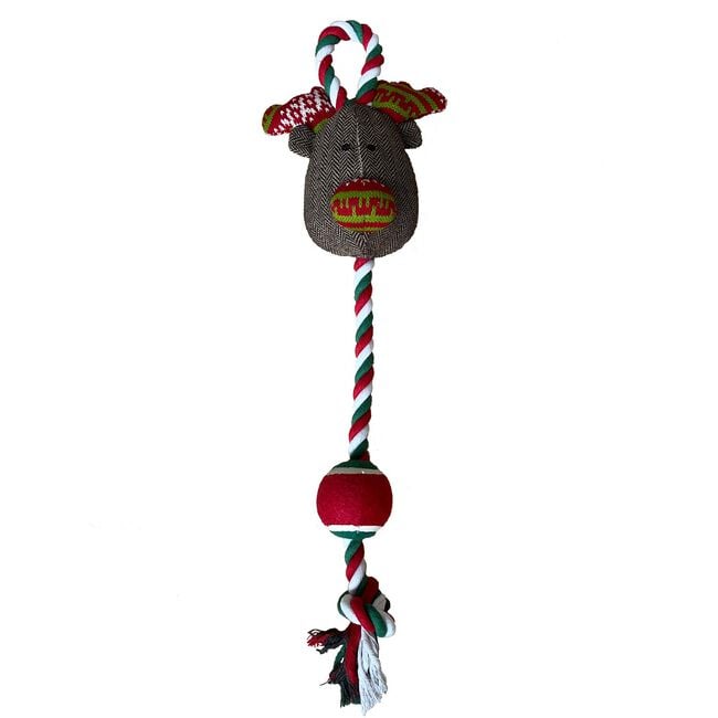 Christmas Reindeer Rope & Plush Dog Toy