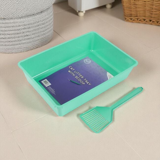 Cat Litter Tray With Scoop 41 x 29 x 10cm