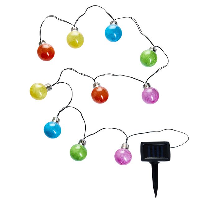 10 Patterned Ball Solar String Lights Multicolour