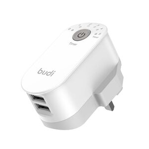 Budi White 2 USB Timer Mains Charger