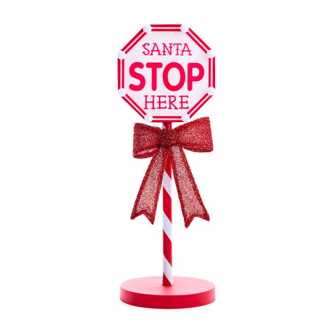 Light Up Santa Here Stop Sign