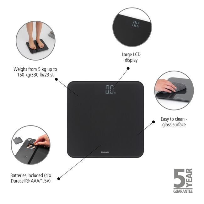 Brabantia Glass Bathroom Scale Dark Grey