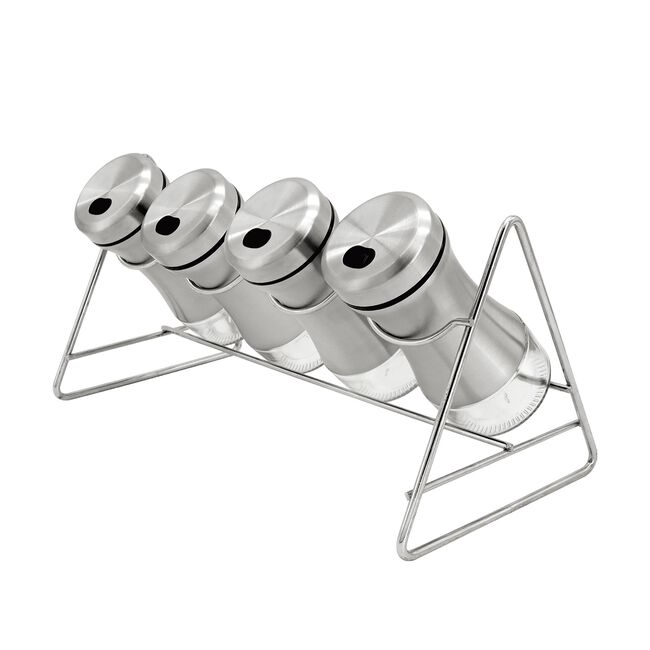 Glass Spice Rack Set - 4 Jars