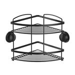 Black 2 Tier Corner Bathroom Caddy with Suction