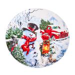 Love Christmas Snowman & Red Car Large Plate 