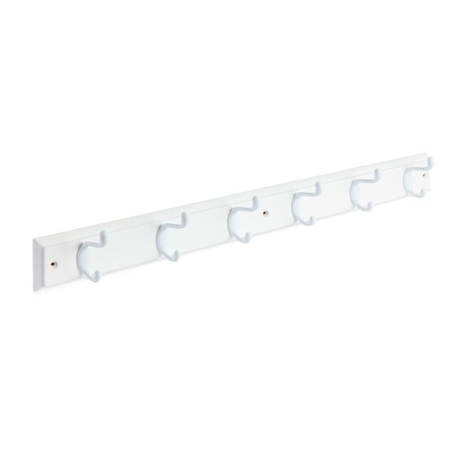 6 Hook Wooden Coat Rack White