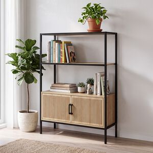 Three Layer Cabinet with Black Metal Frame
