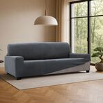 REGAL MILLS EASYSTRETCH VELVET DARK GREY  3 Seater Sofa Cover