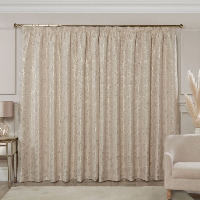 PENCIL PLEAT FLORAL JACQUARD SAND 66x 54 Curtain