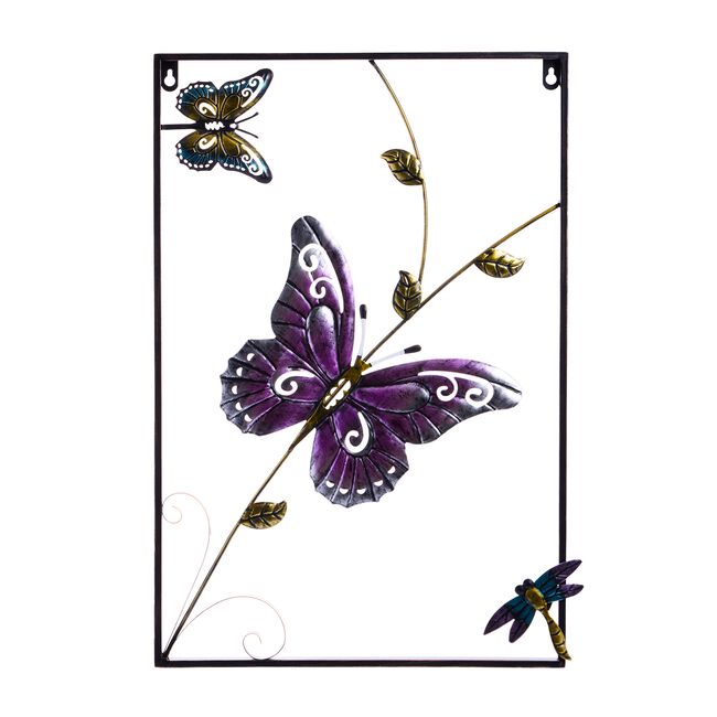 Metal Framed Butterfly Garden Wall Art