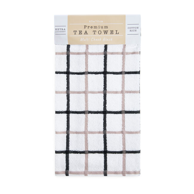 Multi Check Tea Towel - Black