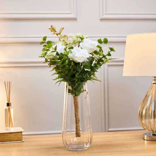 Elan Floral White Rose Bouquet 55cm