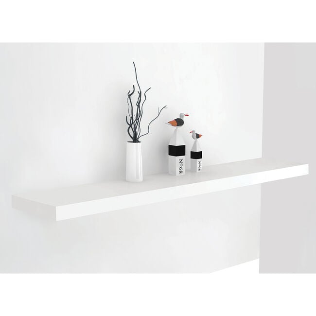 Bergen 80cm Gloss White Floating Shelf, White Gloss Floating Shelves Kitchen