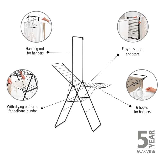 Brabantia 20m Drying Rack with Rod Black