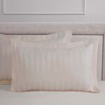 Oxford Pillowcase Pair Sateen Stripe Chalk 1000TC