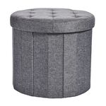 Small Folding Linen Storage Ottoman - Grey
