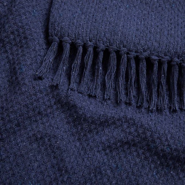 DRIFT HOME HAYDEN 100% RECYCLED COTTON NAVY 200x200cm Throw