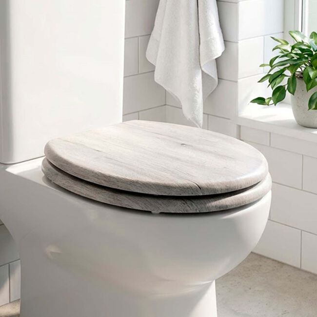MODERN GREY OAK EFFECT Toilet Seat