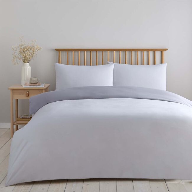 SINGLE DUVET COVER Luxury Percale Silver/Grey