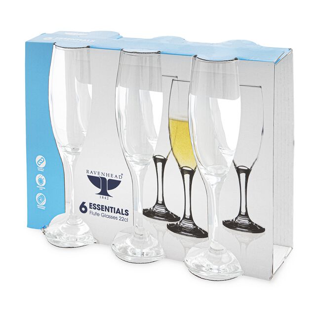 Essentials Champagne Flute Glasses 6 Pack