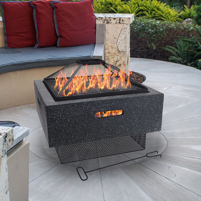Nevada Square Fire Pit With BBQ Rack