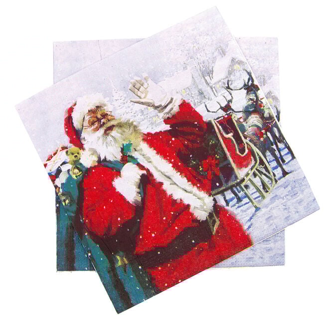 Santa And Sleigh Napkins 20 Pack