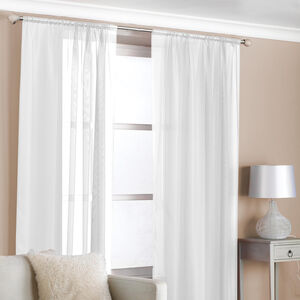 Slot Top Voile Curtains White 2 Pack
