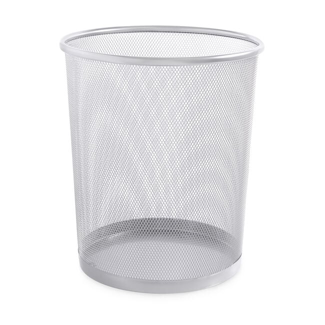 Large Mesh Waste Paper Bin Silver Home Store + More