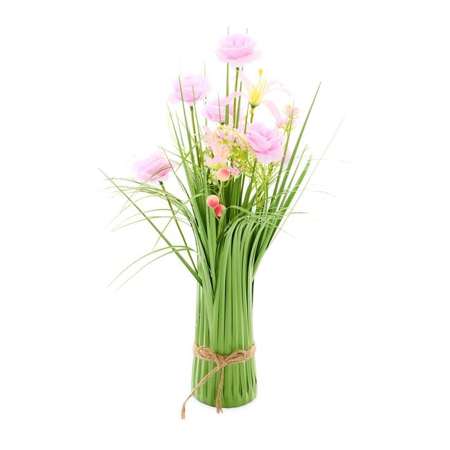 Bloomvivbe 40cm Pink Rose Faux Bouquet