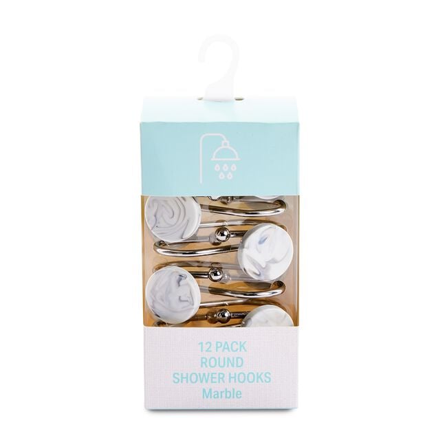 Round Marble Shower Hooks - 12pk
