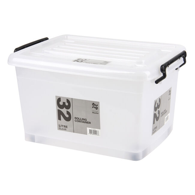 32L Rolling Storage Box Clear