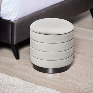 SMALL OVAL GREY VELVET Ottoman