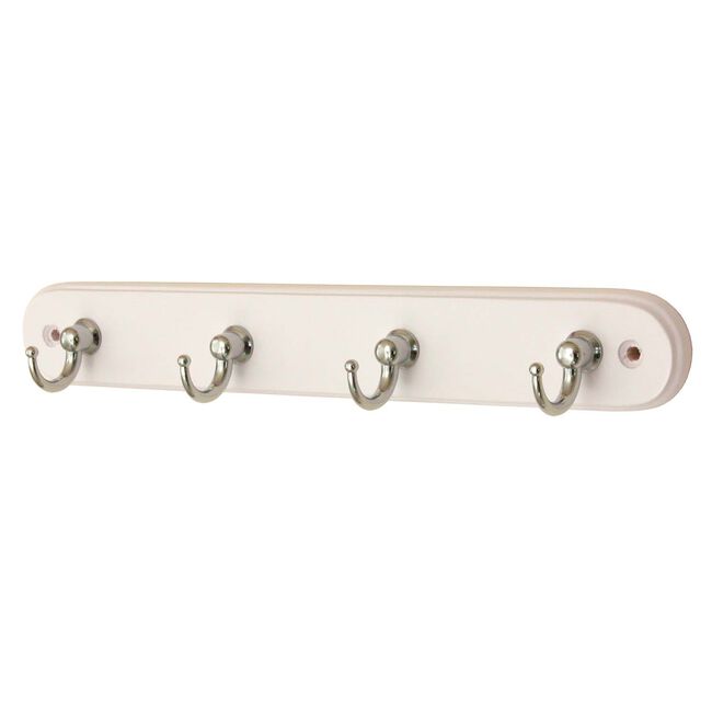 4 Round Hook White Wooden Board