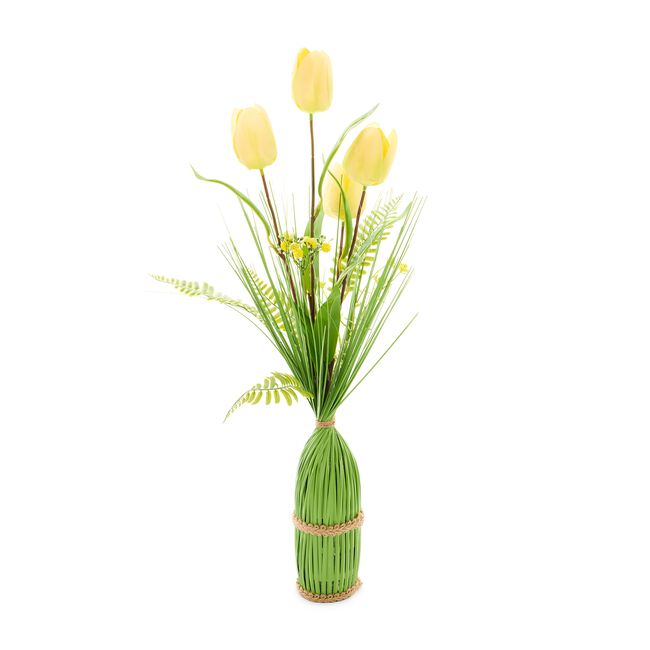 Floral Symphony Yellow Tulips Faux Bouquet