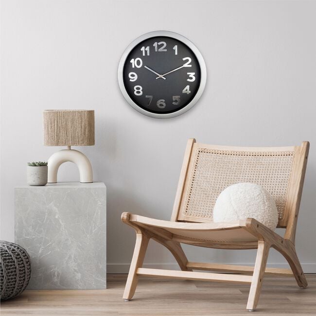 Black Modern Clock 16'' 