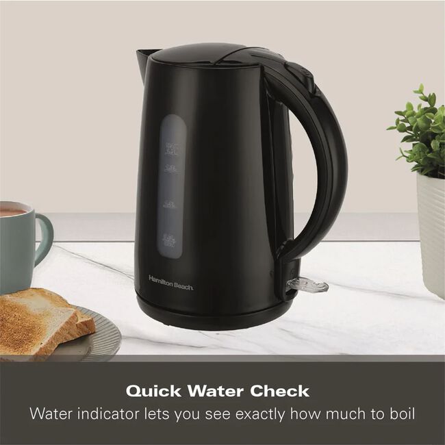 HAMILTON BEACH ESSENTIALS 1.7L BLACK Rapid Boil Kettle