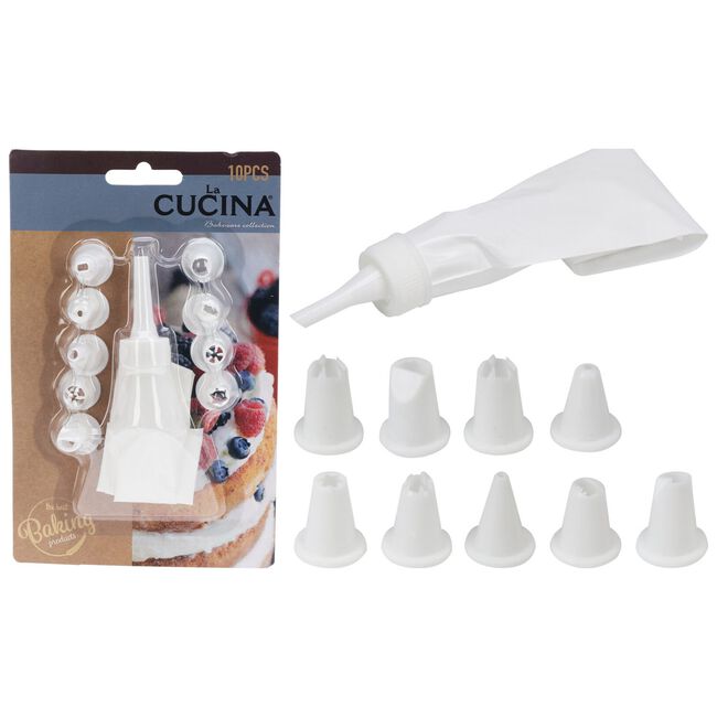 La Cucina Icing Bag with 10 Nozzles