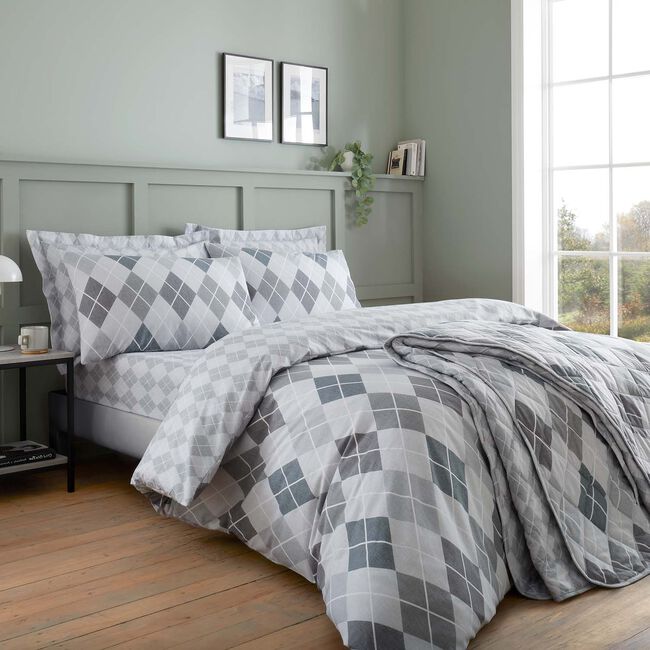 SINGLE DUVET COVER Brushed Cotton Argyle
