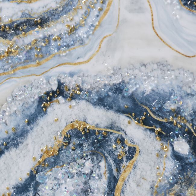 Blue Waves Jewelled Wall Art - 46.5cm x 46.5cm